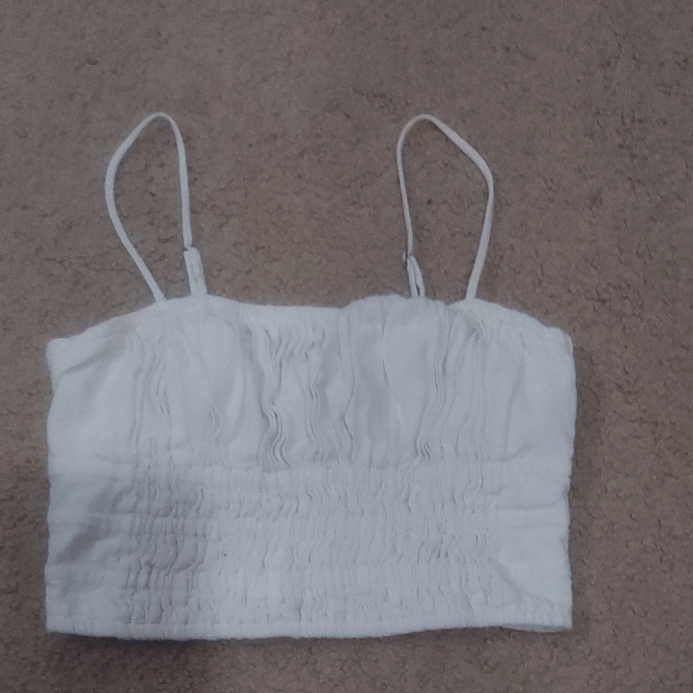 Abercrombie & Fitch White Gathered Camisole